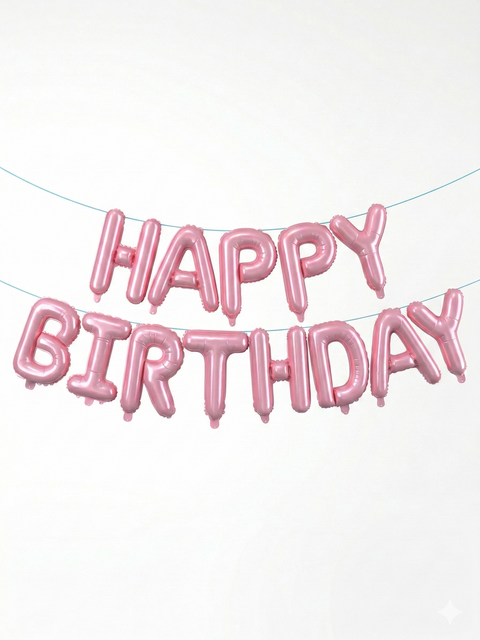 Pink “Happy Birthday” Balloon Banner Set