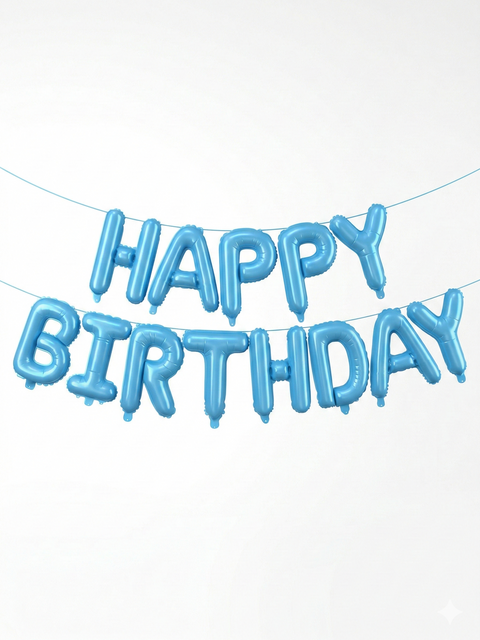 Blue “Happy Birthday” Balloon Banner Set