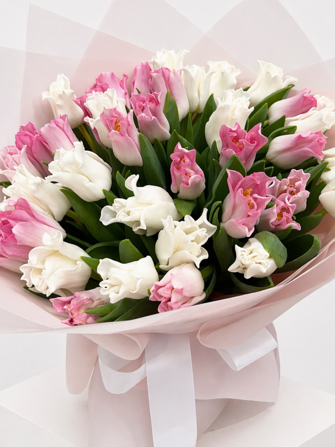 Pink Sorbet | Fresh Bicolor Tulip Hand-Tied Bouquet